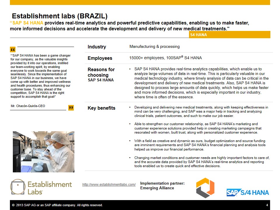 Powerful Predictive Capabilities with SAP B1 for Establishment Labs