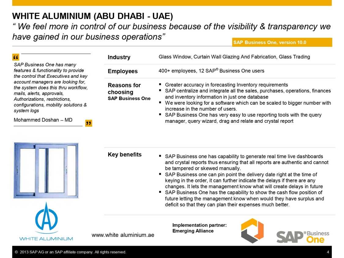 More Control More Growth with SAP B1 in Glass Industry