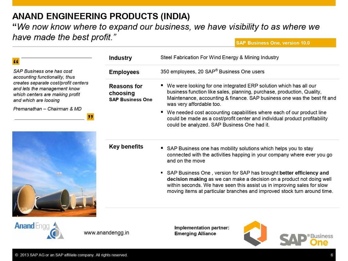 Expansion and keen visibility with SAP B1 at Anand Engineering