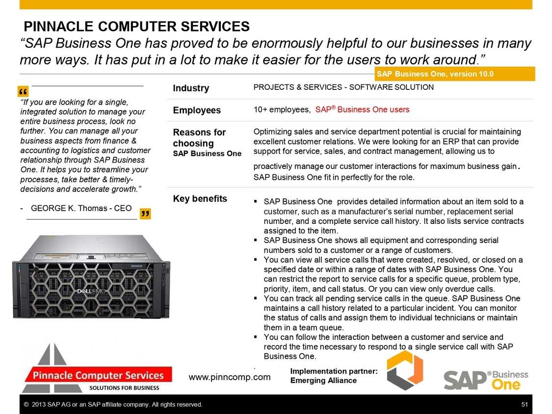 SAP B1 for managing projects operations for Pinnacle Computer Services