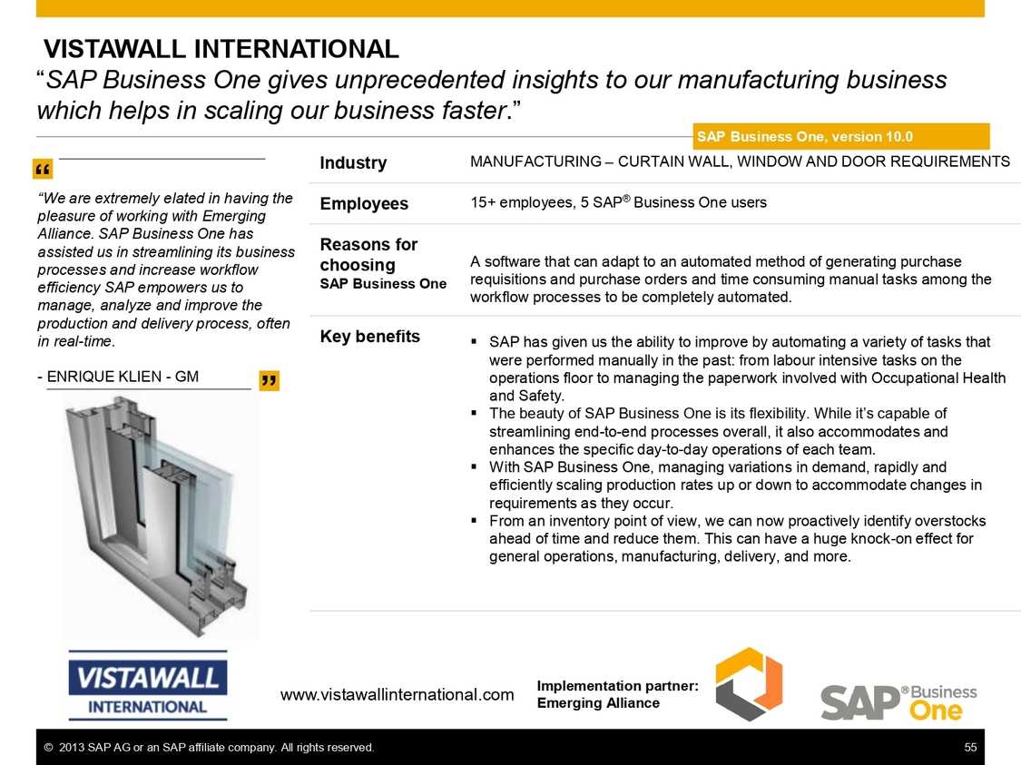 Optimize supply chain and vendor management using SAP B1 at Vistawall International