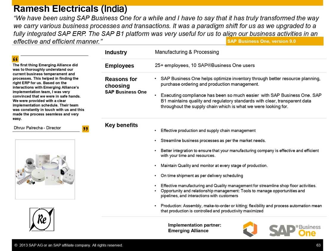 Streamline procurement and management in manufacturing with SAP B1 at Ramesh Electricals