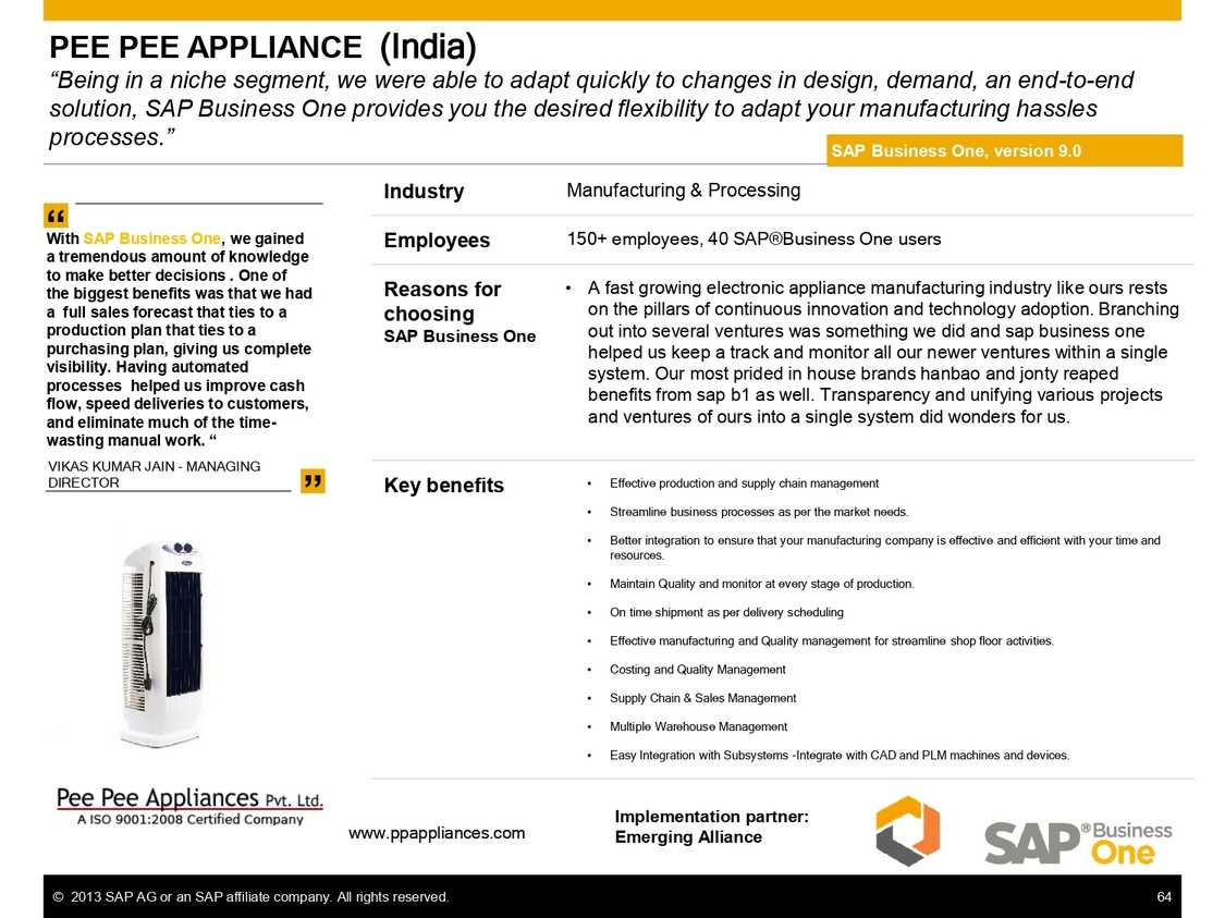 Enhance quality control and compliance with SAP B1 at Pee Pee Appliance