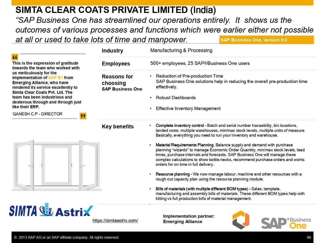 SAP B1 for quality and compliance in processing industries at Simta