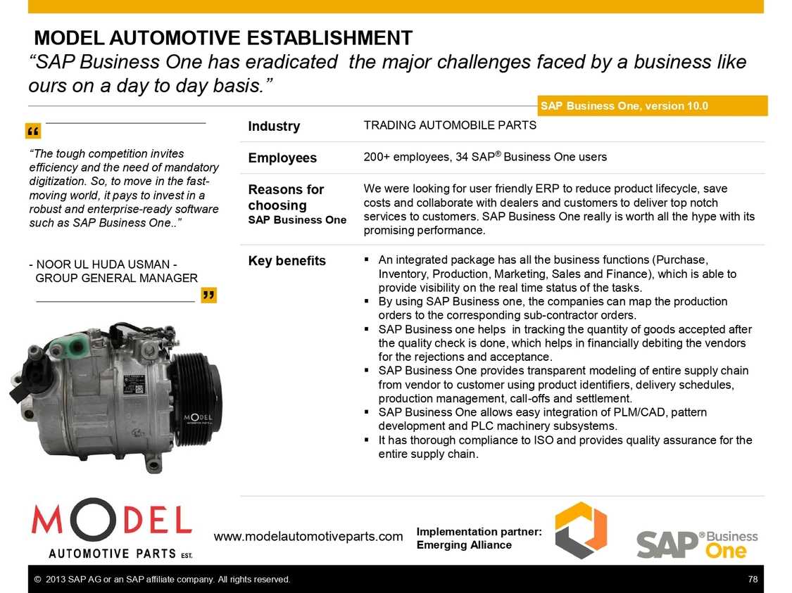 SAP B1 powering operations in Model Automotive Establishment