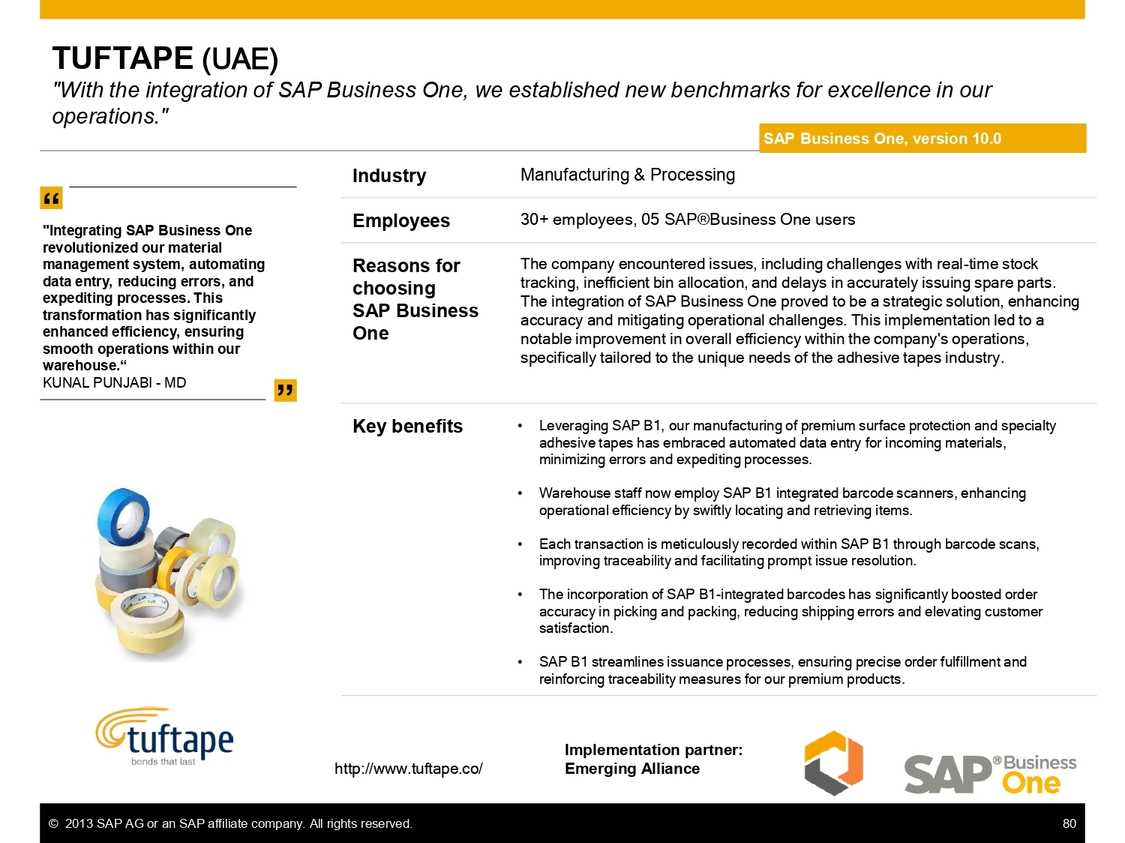 SAP B1 for seamless batch processing and production tracking at Tuftape