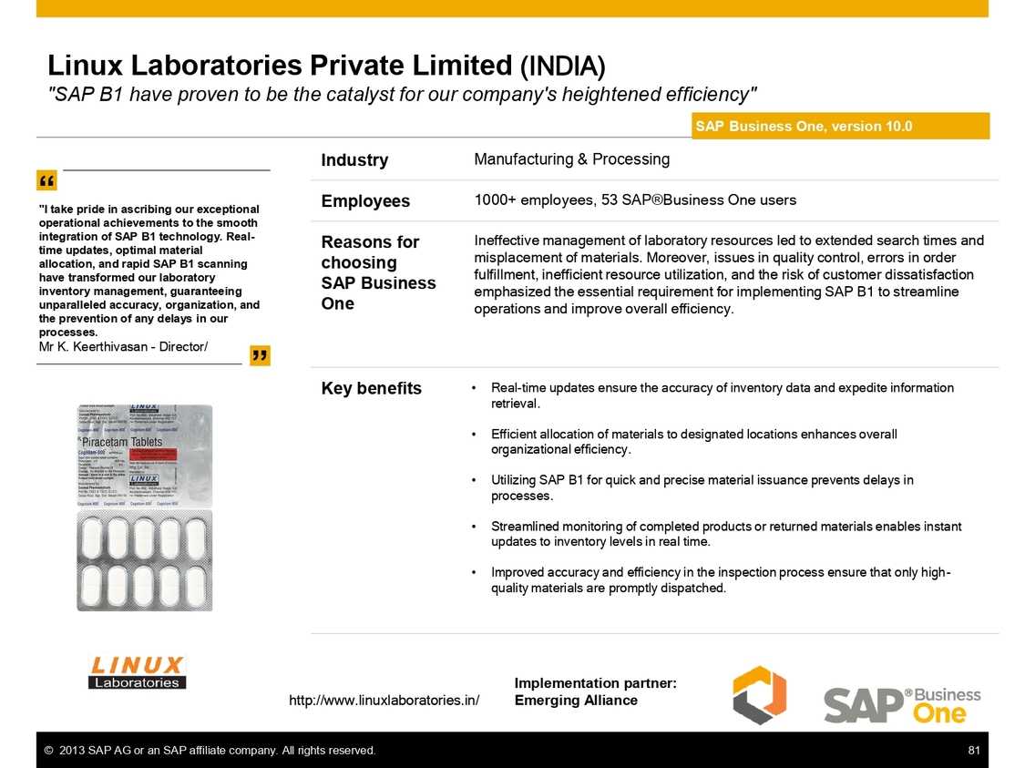 SAP B1: multi-stage manufacturing processes at Linux Laborataries