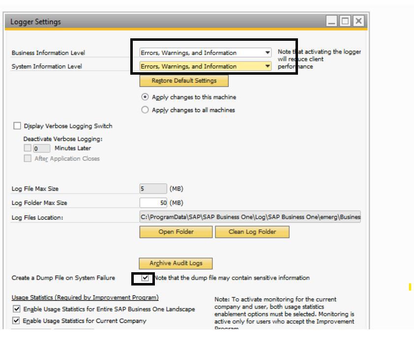 Enable Dump File Creation