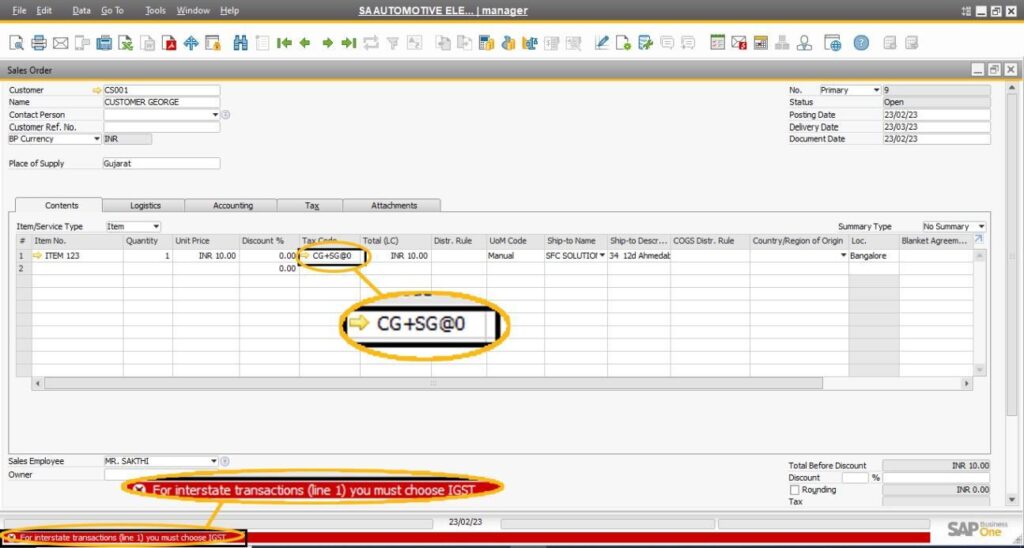  For interstate transactions (line 1) you must choose 
IGST