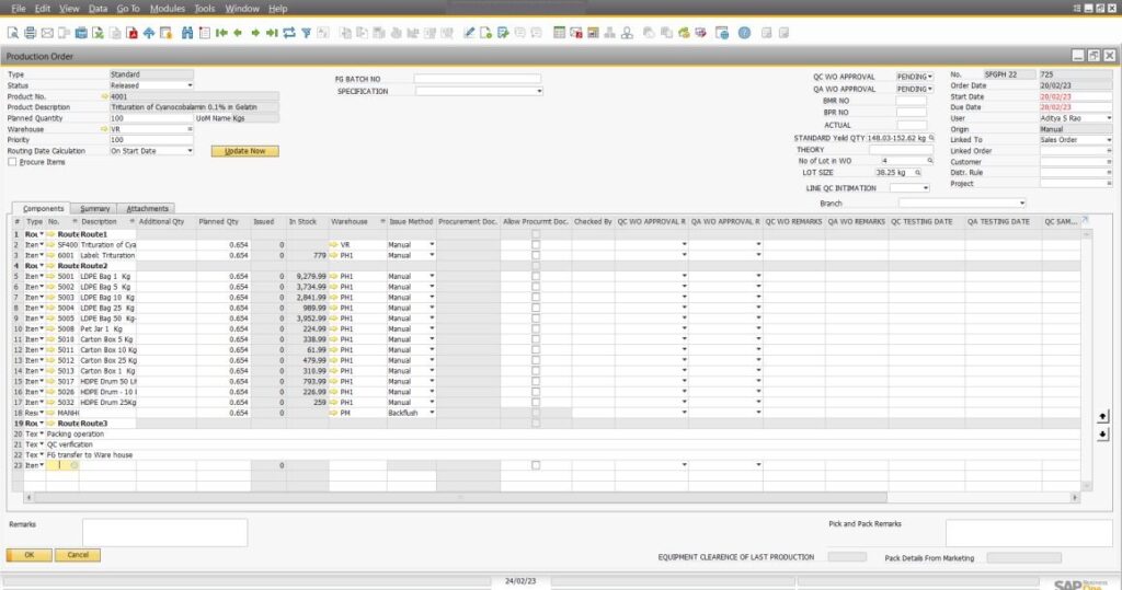 Create a Disassembly Production Order