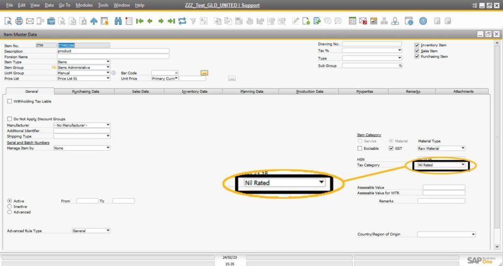 SAP B1 Error: You Must Select a Tax Code with Zero Rate for Line 1