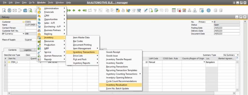 Assign Cost to the Item via Inventory Revaluation