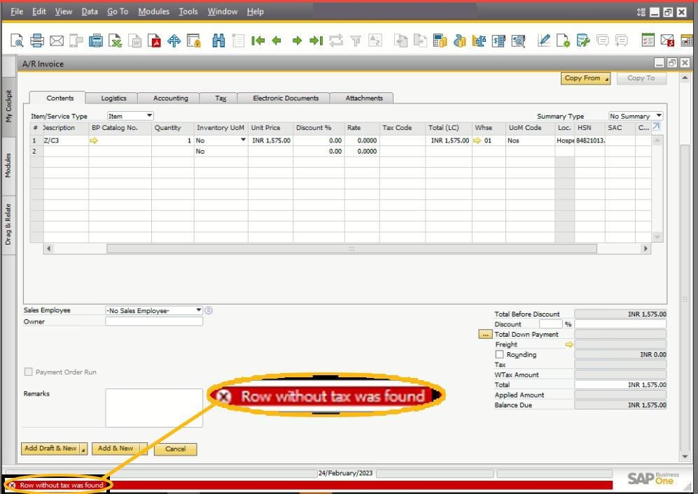 Row Without Tax Was Found