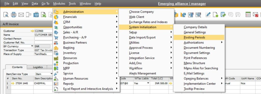 SAP B1 Troubleshooting – Date posting periods