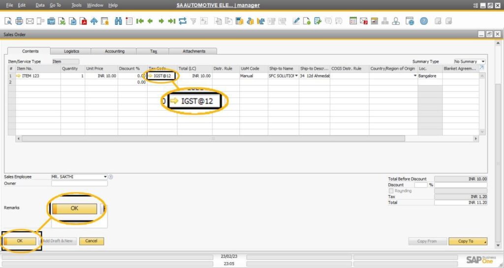  For interstate transactions (line 1) you must choose 
IGST