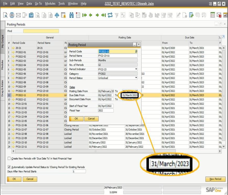 SAP B1 Troubleshooting – Extend the Due Date Range