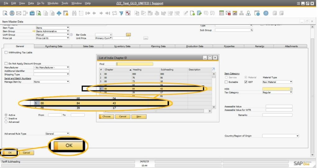 You must select HSN in line 1, since GST tax code is selected.