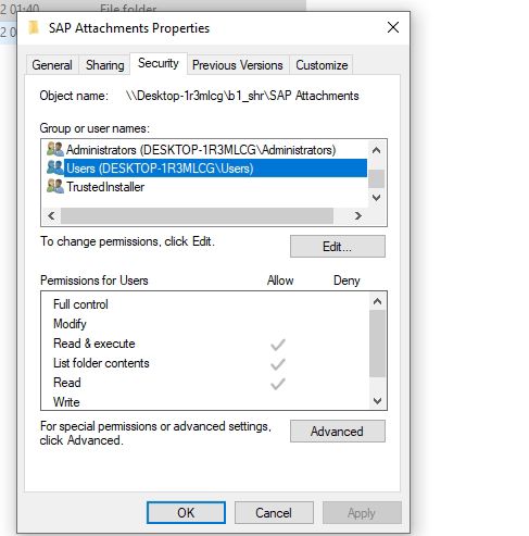 Attachments folder not defined, or Attachments folder 
has been changed or removed.