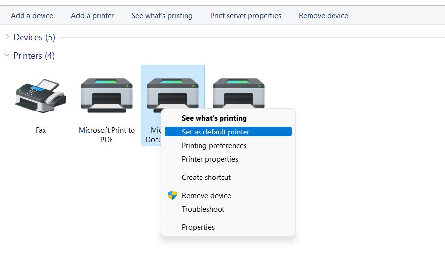  Set as Default Printer